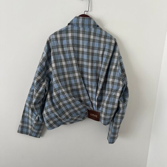 LOEWE Checked Draped Wool-Blend Jacket - Picture 8 of 14